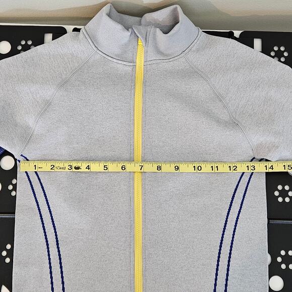 Fabletics Winnie Seamless Panel Track Jacket in Gray Yellow | Women's Small - Picture 9 of 16
